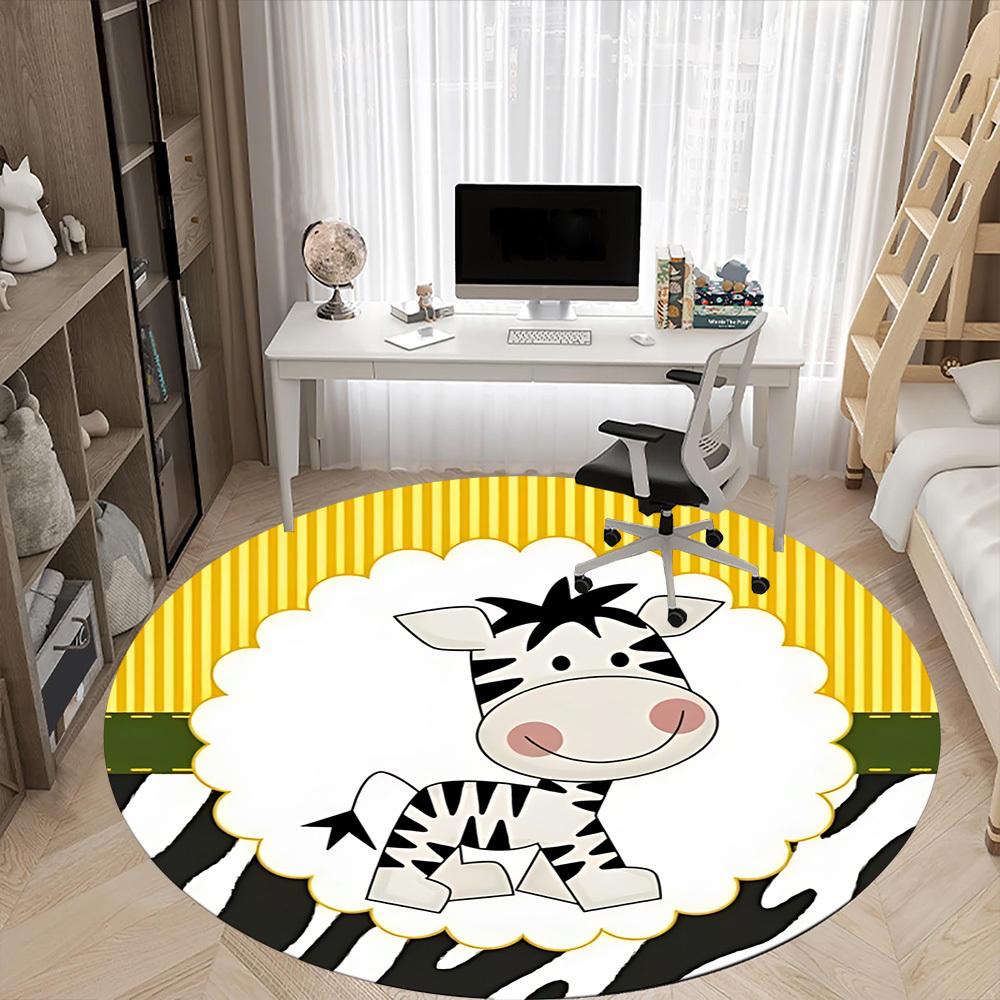 1pc Zebra, CartoonChair Carpet for Office, Indoor Non-Slip Washable Polyester Fiber Carpet, Mat For Office, Machine Washable