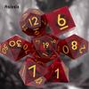7 Pcs Red Eyeball Golden Number Sharp Edge Resin Dice Polyhedral Dice Suitable for Role-Playing RPG Board Game