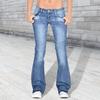 Casual Lady Jeans Mid Waist Plus Size Flare Design Denim Pants for Daily Wear