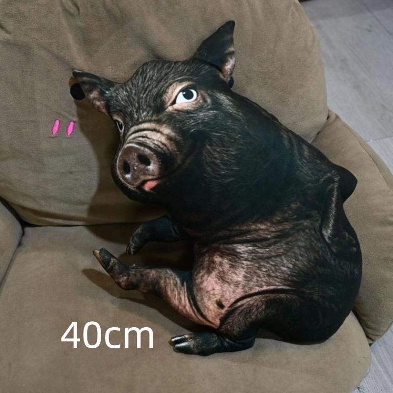 3D Printed Pig Stuffed Plush Pillow Realistic Soft Skin Friendly Fabric Cute Cushion for Sofa Bed Holiday Gift for Kids