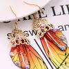 Colorful Butterflies Wing Shape Drop Earrings Women Simulation Rhinestone Dangle Hook Earrings Jewelry Accessory
