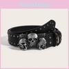 Nonmainstream Punk Men Pu Leather Belt Skull Head Buckle Accessories Clothing