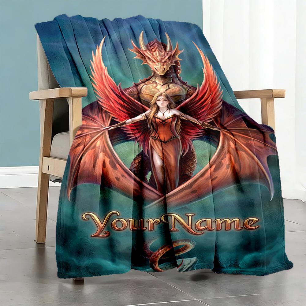 Gothic Illustrations Customize Your Name Blanket Throw Personalized Blanket Comfortable for Seaside Sofa Bed Bedding for All Occasions