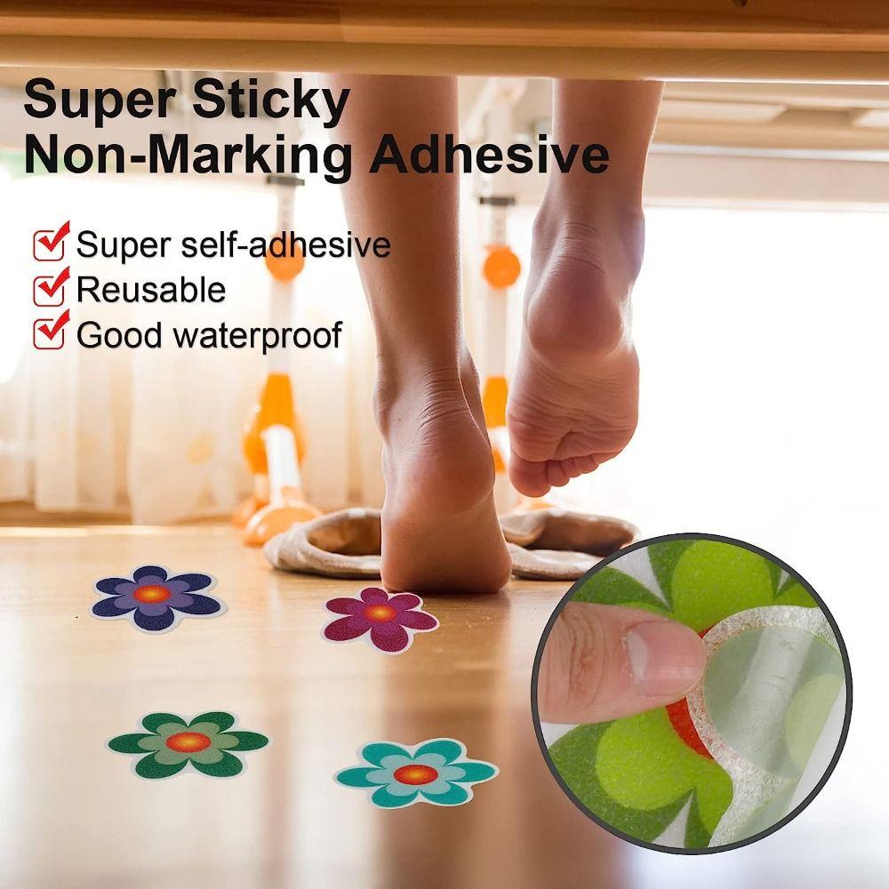 Flower Bath Tub Slip Stickers 3.99*3.93 Inch Cartoon Non-slip Sticker  Bathroom