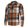 Men's Lapel Checkered Shirt Retro Brushed Casual Long-sleeved Jacket