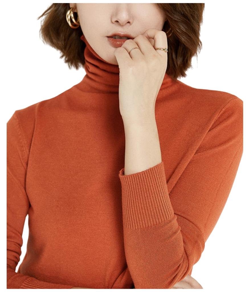 Knit Turtleneck Solid Fitted Soft 3D Slimming L'Avventura Women's High-Neck Sweater, Color, Innerwear, Knit, Figure-Flattening, Stylish, Cute, (M,