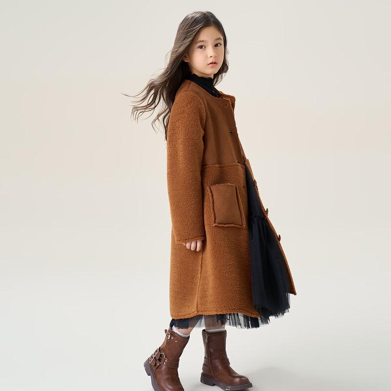 Montagut Girls  Winter Warm Embroidered A-Line Fleece Coat 120