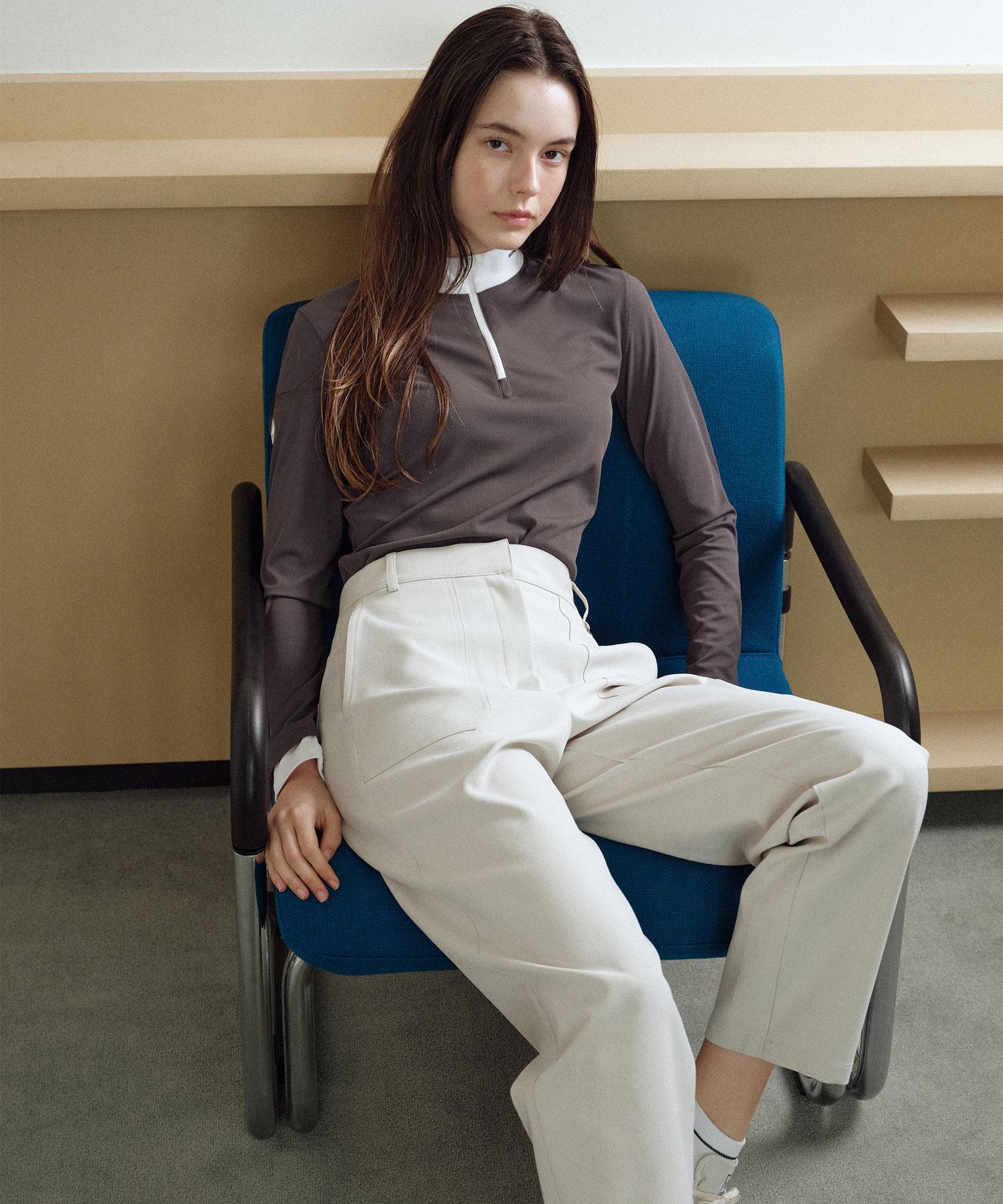 Monday Flow Mock Neck Stretch Top_Charcoal Gray L(77)