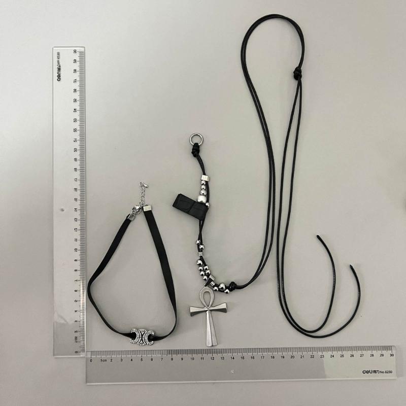 Lederseil Titanstahl Halskette Kreuz Anhänger Choker Kette Lange Pulloverkette Partner Schmuck Ornament Damen Mädchen