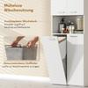 174 cm tall bathroom cabinet with fold-out laundry basket and soft-close doors, white