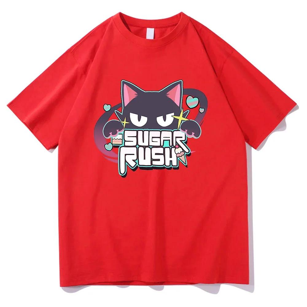 Modrá anime archivní trička Sugar Rush Vtipné dámské oblečení Unisex Streetwear Manga Cosplay Oblečení Grafická trička