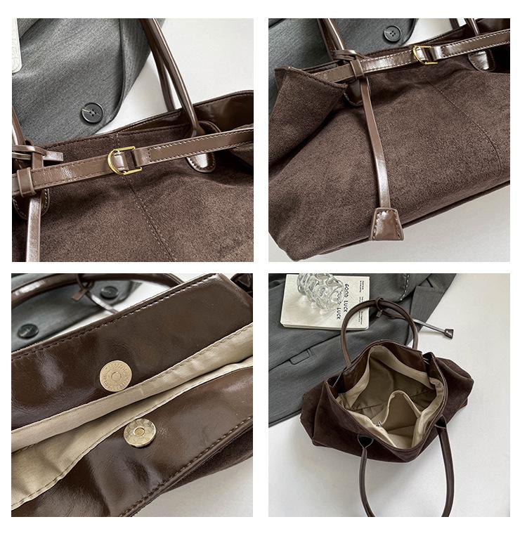 Duchess Retro 2025 Autumn Suede Underarm Tote – Large Capacity Women's Commuter Handbag