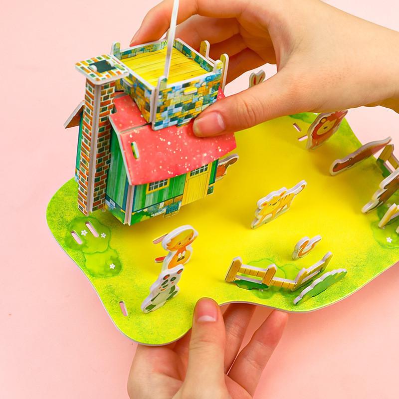 Large Foam 3d Puzzle Card For Kids Diy Handmade Assembly Rainbow Castle Educational Jigsaw