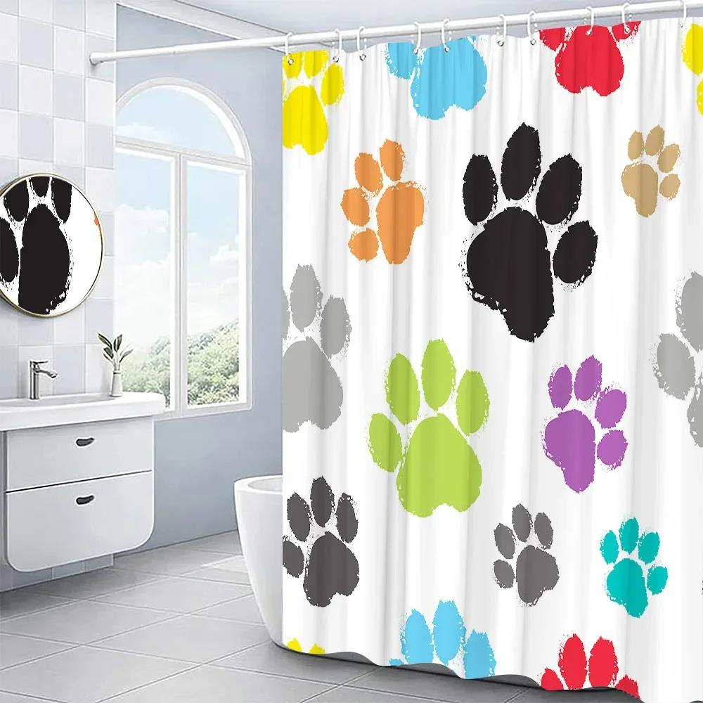 Animal Shower Curtains Cute Dog Highland Cow Cartoon Kid Decorative Bath Curtain Bathroom Accessories Polyester Fabric Screens