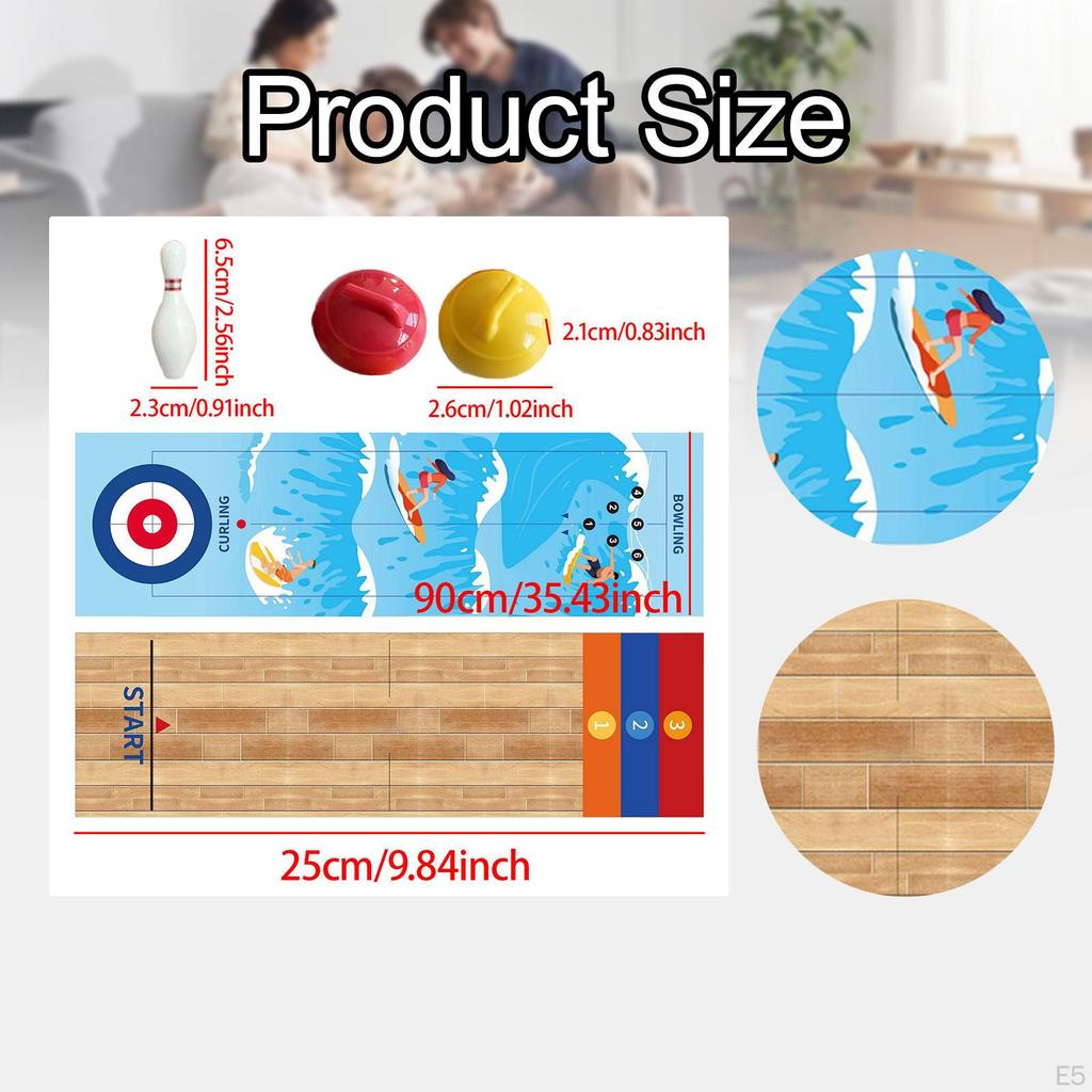 Tabletop Bowling Shuffleboard Curling Game Board Set Portable for Indoors Outdoors