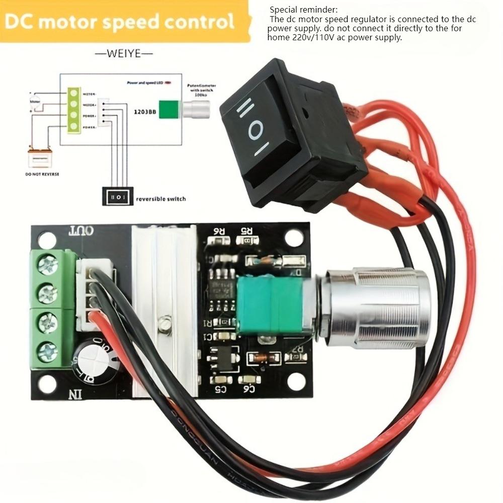 PWM Bidirectional DC Motor Speed Regulator,6V‑28V 3A 80W,1203BB Main Chip,Alligator Clips for Fast Connection,Mini Motor Control Module