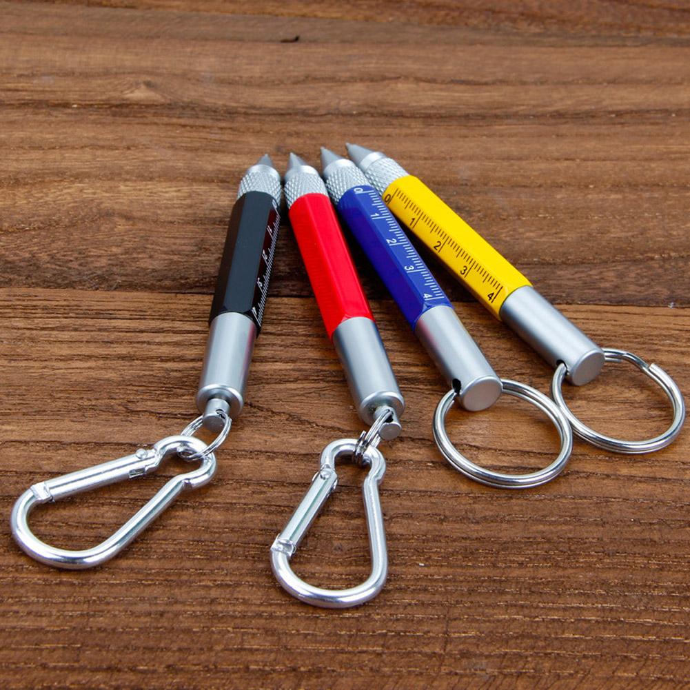 Multifunction Tool Pen Six-in-One Metal Pen Screwdriver Hexagonal Touch Screen Carabiner Small Scale Ballpoint Pen