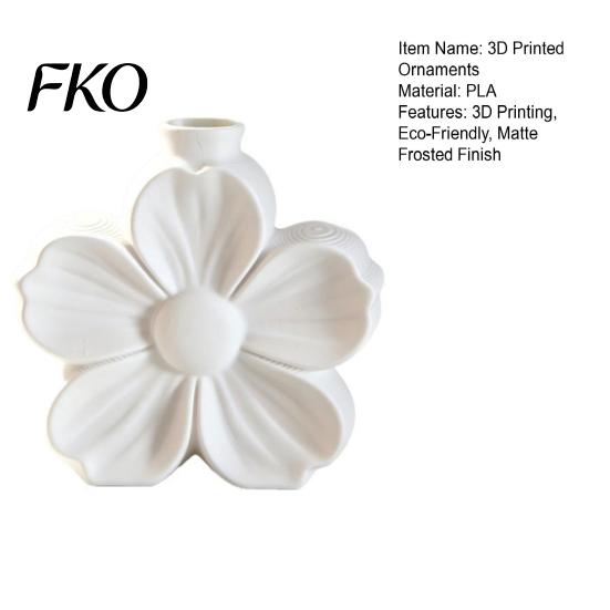 Artistic Decorative Ornament 3D Printed Minimalist Flower Vase, Matte Frosted Vase for Fresh Modern Home Table Decor or Dried Stems,