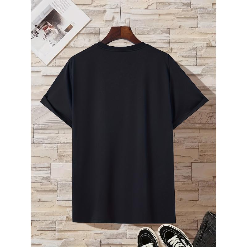European sizes Men's Letter Print T-shirt, Round Neck Tee Casual Clothing, Spring And Summer