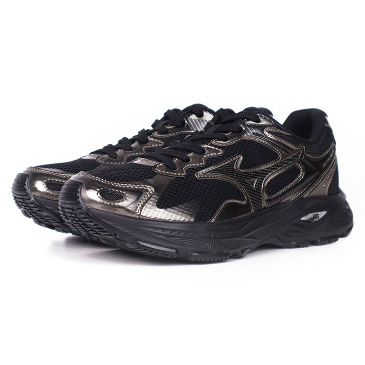 Mizuno Racer S Vintage Mirror Mesh Suede Breathable Low-Top Running Shoes Unisex Sneaker Black Gold D1GH223521