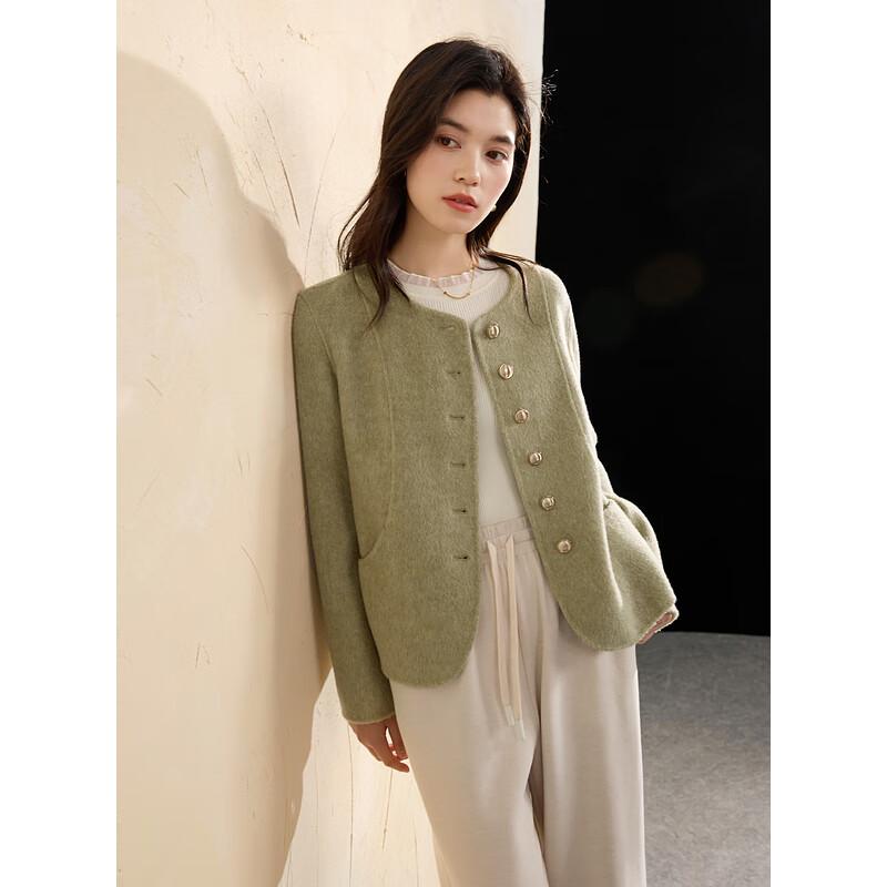 Sancai Damen Übergröße Doppelseitiger Wollmantel