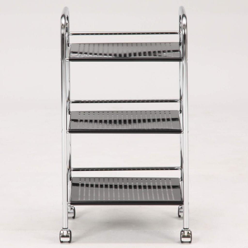 Fuji Boeki Kitchen Cart, 3-Tier, 40cm Wide X 32cm Deep X 74.5cm High, Black, Steel, with Casters, Assembly Required, 93396