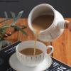 White Gold Pattern Ceramic Milk Jug Wooden Handle Coffee Milk Pot Coffeeware Coffee Accessories Desktop Milk Jug with Wooden Lid