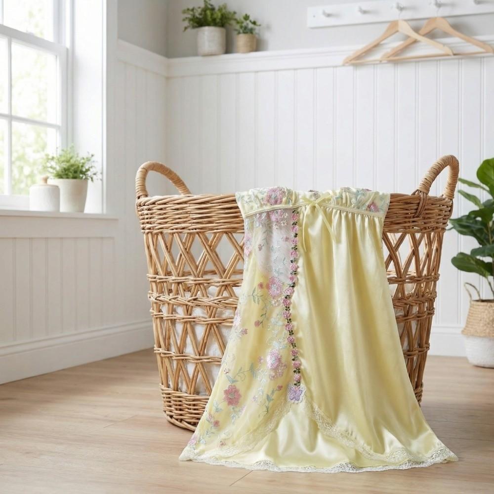 Blumen Schmetterling Eis Seide Träger Nachthemd Dünne Spitze Schleife Schmale Träger Nachthemd Zuhause