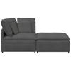 Modular Sofa with Footstool and Cushions Cord Fabric Dark Grey