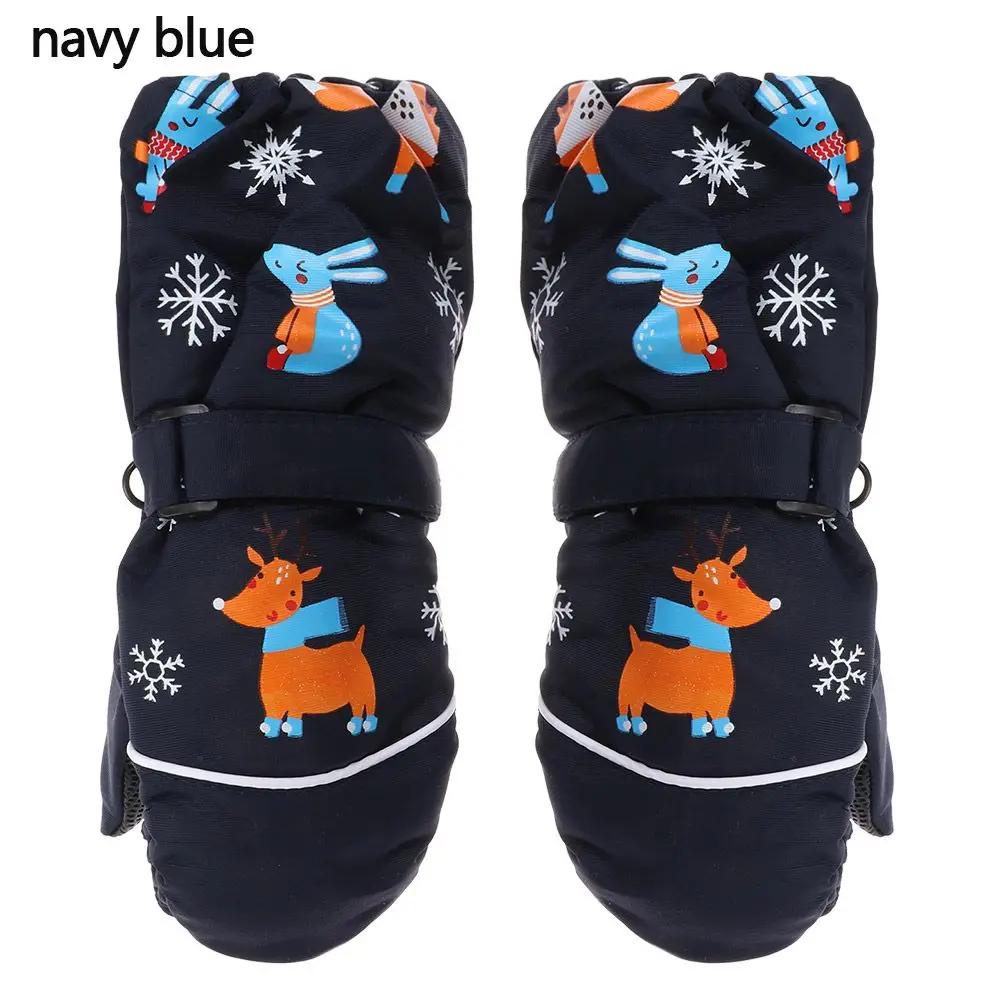 Fashion Winter Print Cartoon Non-slip Waterproof Children Ski Gloves Thick Warm Windproof Long-sleeved Mittens