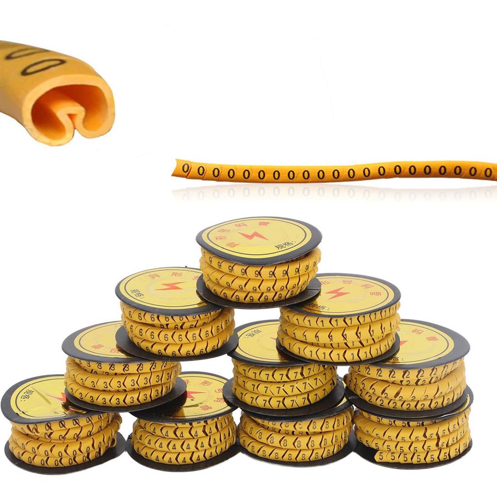 Etiquetas de marcado de cables, marcadores de cables, números 0–9, marcadores de cables de PVC, marcadores de aislamiento, modelo EC-0, paquete de 1000