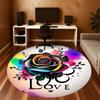 1pc Rose Love Round Chair mat office Area Rug - Non-Slip, Floor Mat for Office, Bedroom, and Indoor Decor p127137