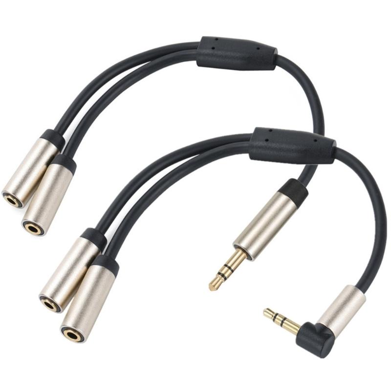 Headset Splitter, 3.5mm Headphone Mics Splitter Cable for Headset 3.5mm Male To 2 Female Microphones Headphone Splitter