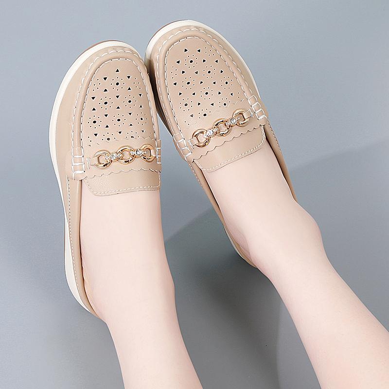 Ladies Platform Loafers Casual Elegant Leather Clog Slippers Backless Mules Women Thick Sole Sandals