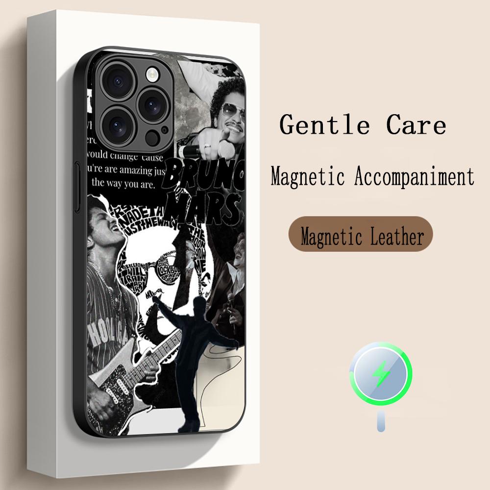 Bru-no Cool Singer Fashion Design Phone Case For iPhone 17 16 15 14 13 12 Plus Pro Max High-end Luxury Magsafe Sheepskin