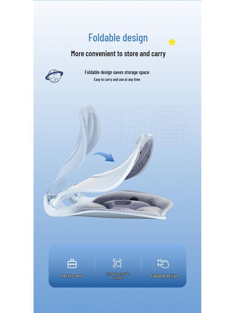 Children's Cartoon Foldable Lumbar Support Chair Cushion for Office and Posture Correction