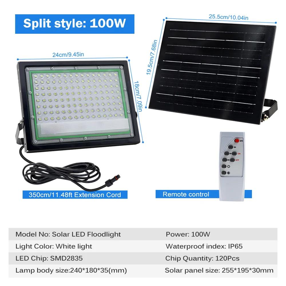 100W/50W Solar Lights Garden Folding Solar Floodlight Outdoor Waterproof Intelligent Light Sensing Courtyard LED Lighting