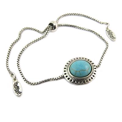 [P8159] - Designer-Armband 'Boho' Türkis Silber - 19x17 mm