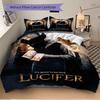 Lucifer Dunkles Charisma Druck 3-teiliges Bettwäsche-Set Bettbezug mit 2 Kissenbezügen Zuhause Geburtstagsgeschenk