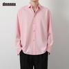 Frühling Schön Locker Einfarbig Vielseitig Lässig Eis Seide Langärmliges Hemd für Männer Frauen