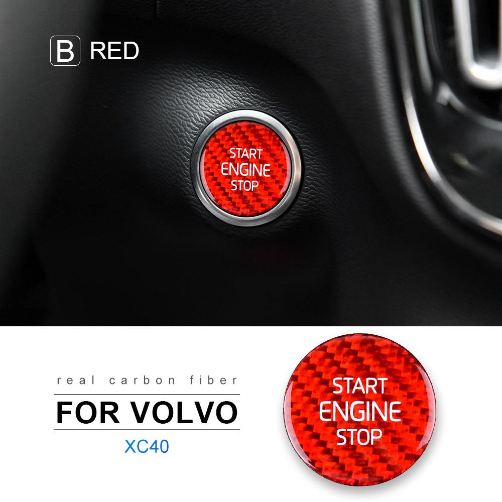 Carbon Fiber Engine Start Button Sticker for Volvo XC40 Interior Ignition Cover Decal Red for XC40 красный