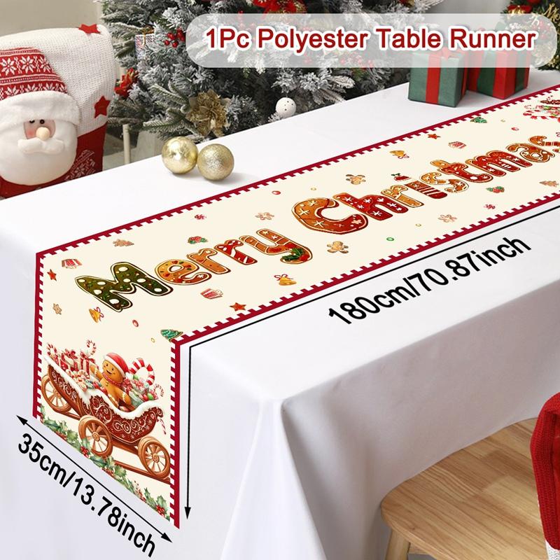 Vintage Christmas Table Runner Farmhouse Table Flag Merry Christmas Decoration for Home 2025 Winter Holidays Dinning Table Decor