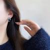 Korean Colorblock Crystal Stud Earrings - Chic & Stylish Women's Ear Clips, Hong Kong Style.