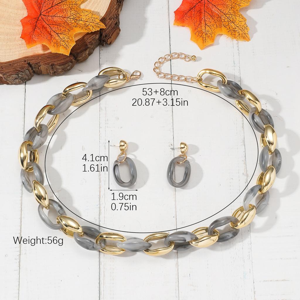 Bohemisk Kedja Kreativt Halsband Örhängen Kvinnor Chunky Choker Smycken Gåva