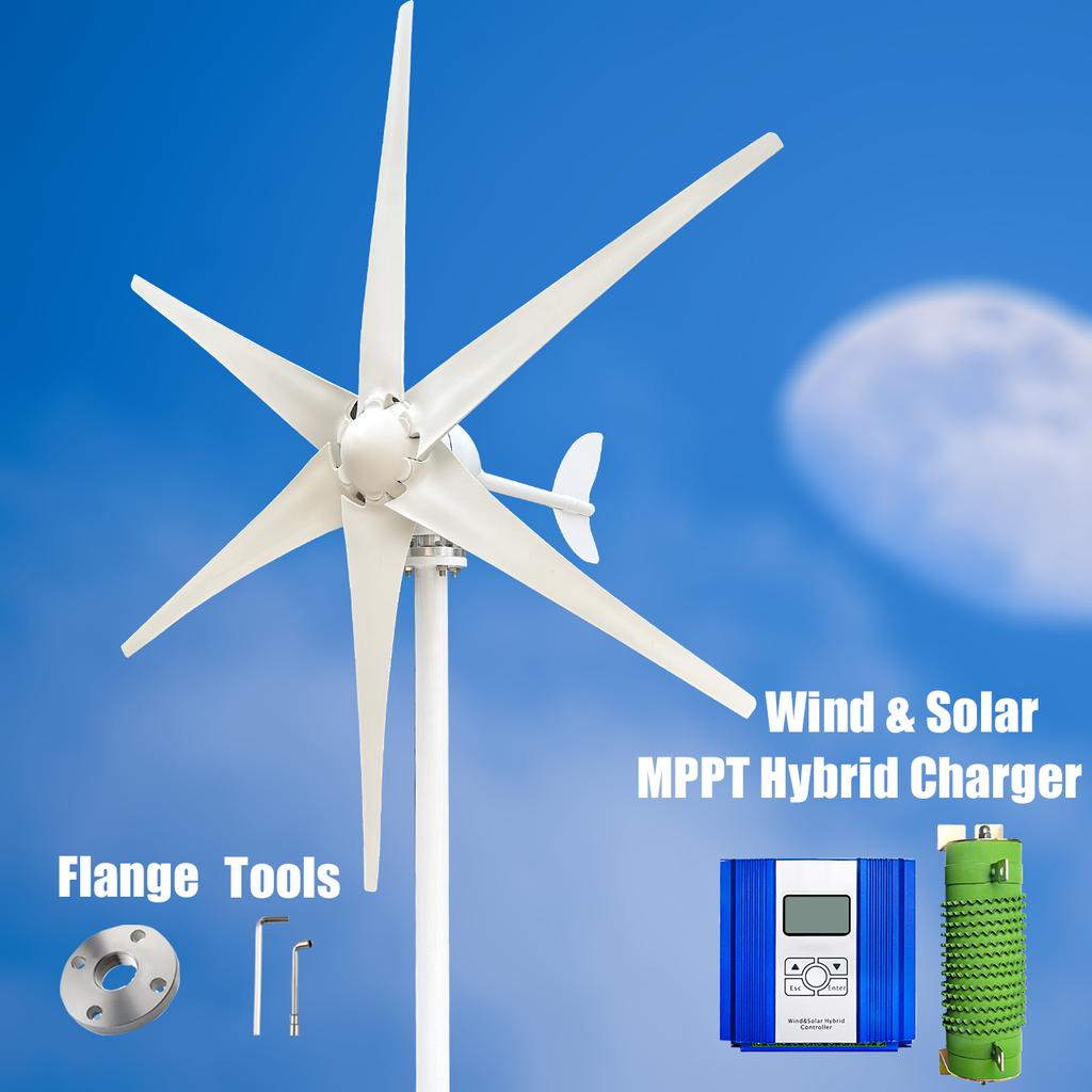 3KW Windkraftanlage Stromgenerator 12V 24V 48V Ausgang 220V 230V 240V Off-Grid-System MPPT Mit MPPT-Ladegerät System Komplettes Kit