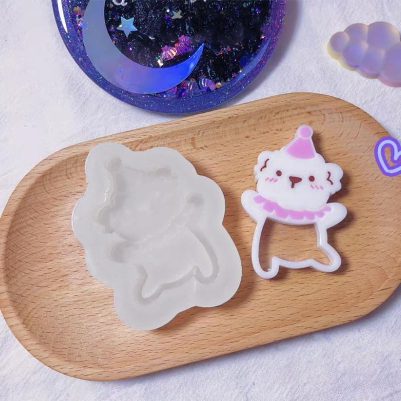 Cute Circus Bear Ornament Quicksand Silicone Epoxy Mold  Keychain Pendant Jewelry Craft Mould for Birthday Gift