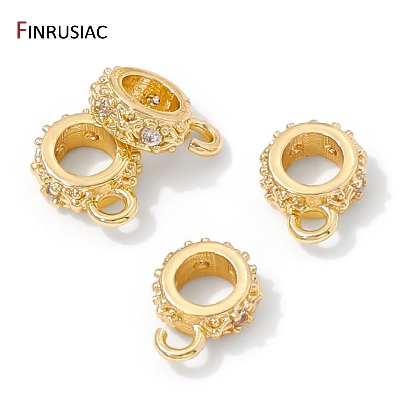 14K Gold Plated Brass Zircon Pendant Connectors Bail Clasps,Bailes For Jewelry,Bail Beads Charm For Bracelet Making Findings