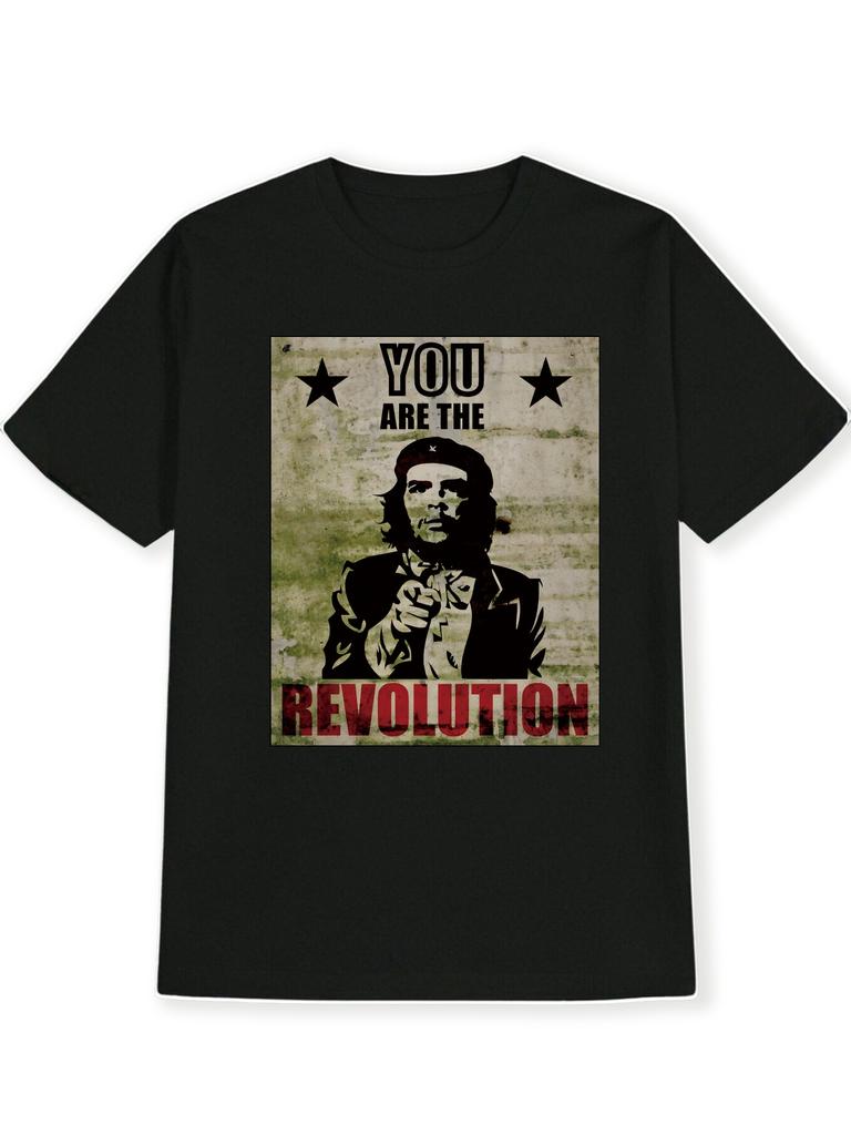 Mens Retro Revolution Pattern TShirt Casual Street Style Themed Event Shirt AllSeason Pure Cotton Couple Streetwear Shirt