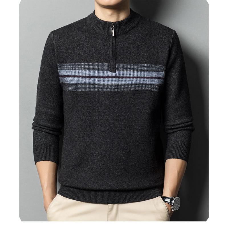 High-end Quality Middle-aged Men's Half-height Zipper Sweater Casual Dad Base Knitted
