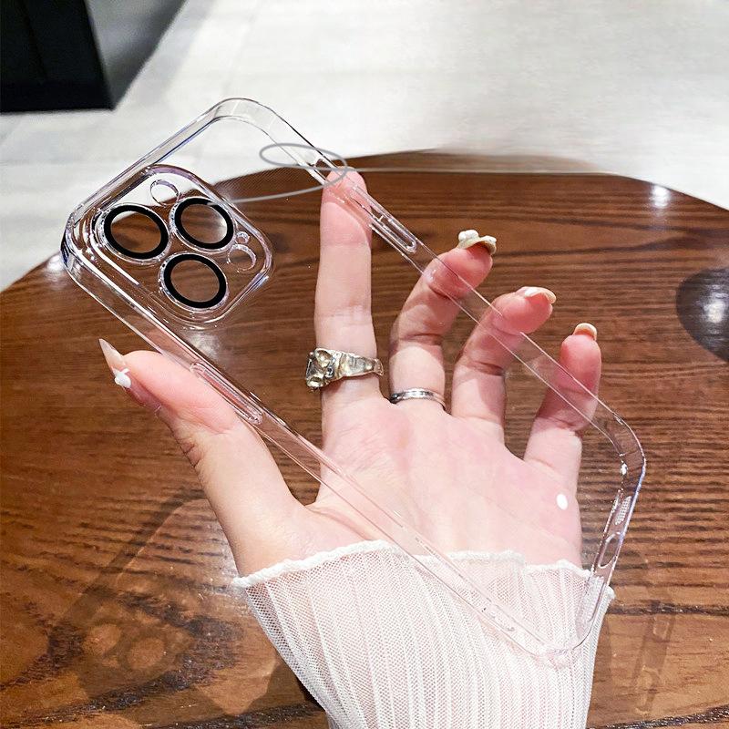 

Подходит для чехла для мобильного телефона Apple 16promax Стекло iPhone 15 Прозрачный Высококлассный 1314 Простой Жесткий Чехол iPhone12